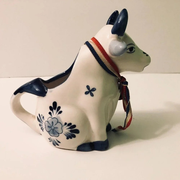 Vintage Delft Ceramic Cow Creamer Figurine 6 Inch Long Blue Hand Painted Holland - Picture 5 of 12